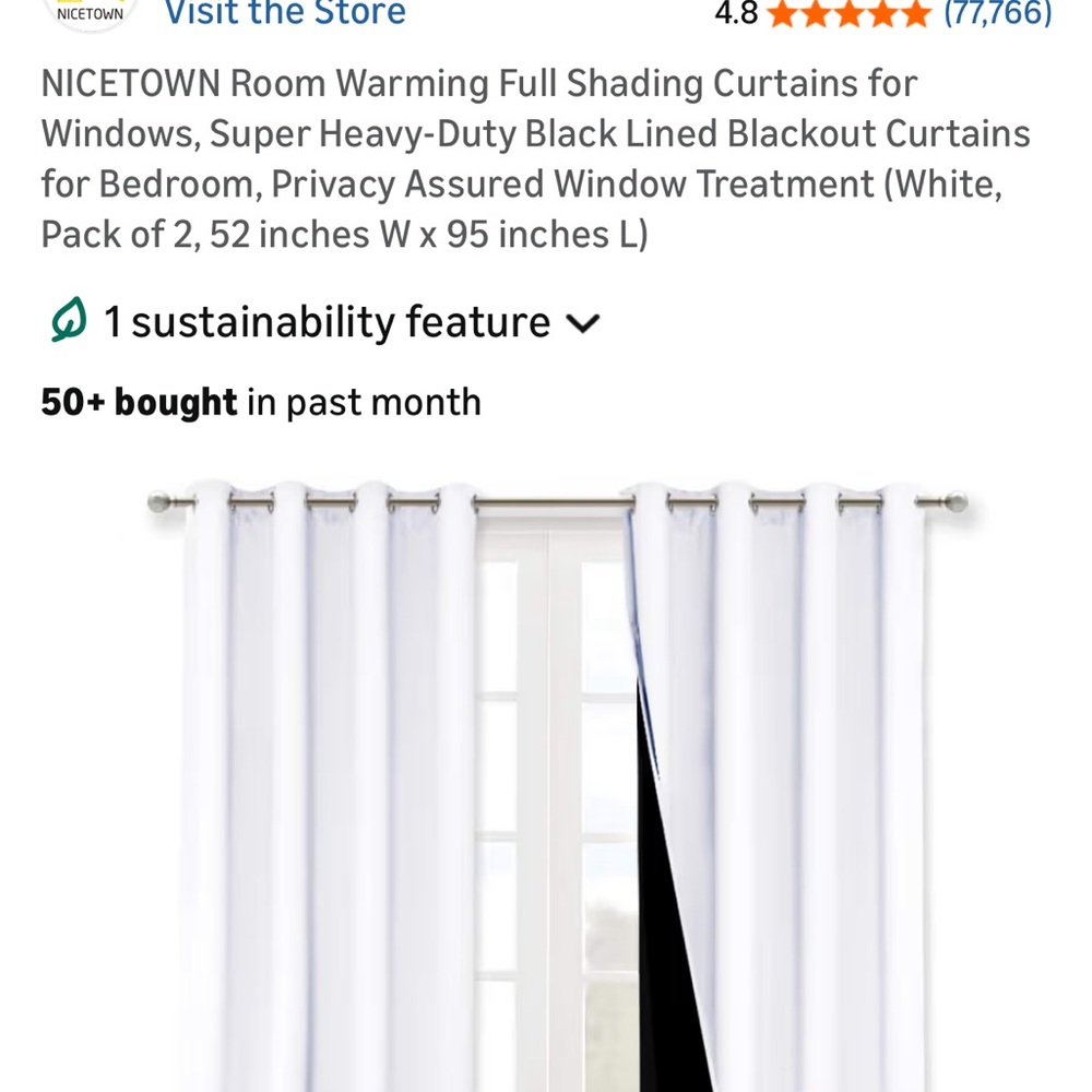 White Blackout Curtains for Bedroom